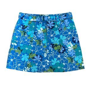 White Stag Skort Womens Blue Floral With Stretch Waistband & Belt Size 12-14